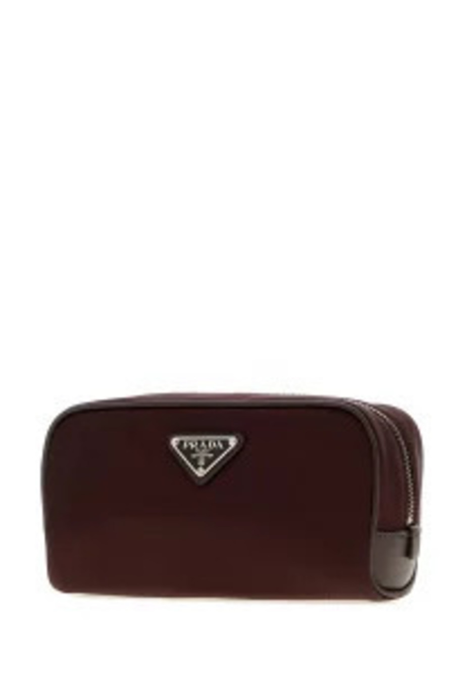 Prada Clutch Bag Aubergine Handbag Case Beauty Black